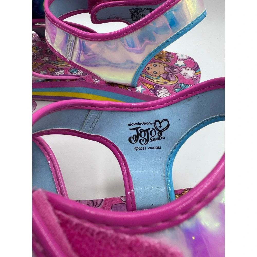 Nickelodeon Jojo Siwa Raimbow‎ Bow EVA Wedge Sandals Girl's Size 5
